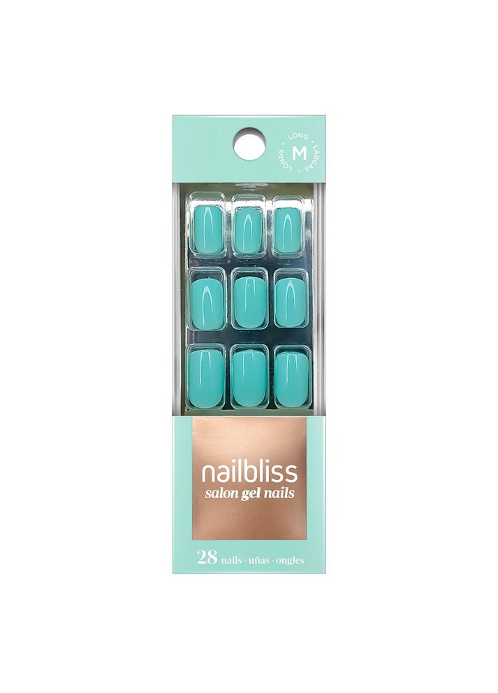 NailBliss Салонні гель-нігті середньої довжини, колір Бермудський бірюзовий, GN40 (28 нігтів) Dashing Diva (346262782)