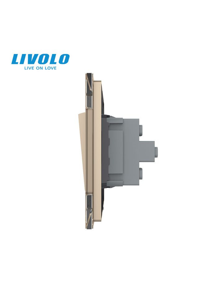 Вимикач універсальний 2-клавішний золото скло 250В 10А (VL-C7FCMKS-1AP) Livolo (370985035)