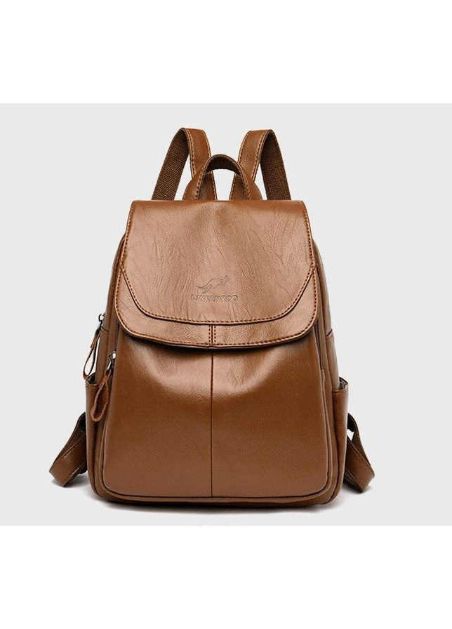 Жіночий рюкзак міський Кенгуру коричневий з екошкіри для повсякденного використання невеликий рюкзачок для дівчат ProDobro (363136220)