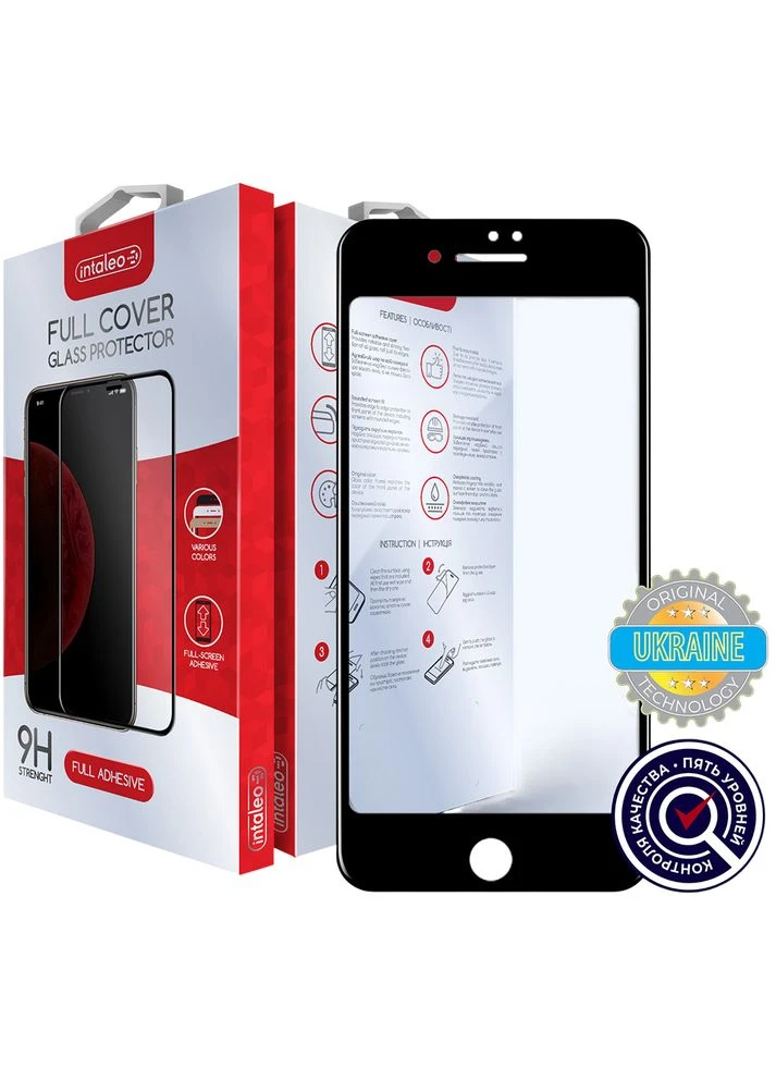 Защитное стекло Full Glue для Apple iPhone 7/8 Black (1283126497520) Intaleo (390179808)