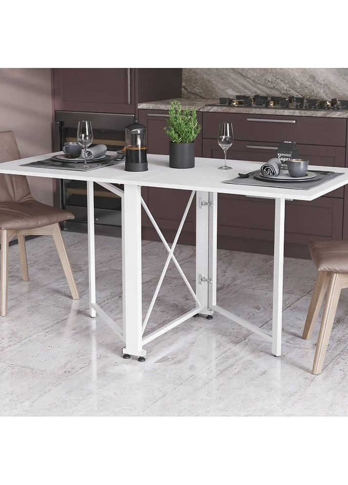 Стіл-книга трансформер Оріон 2 750x1520x730 метал ДСП Біле 16 мм (FRD-104590) Ferrum-decor (365445038)