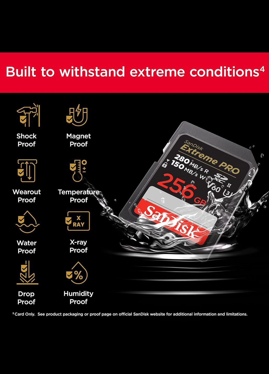 Карта памяти SD 256GB C10 UHS-II U3 R280/W150MB/s Extreme Pro V60 SanDisk (322843503)