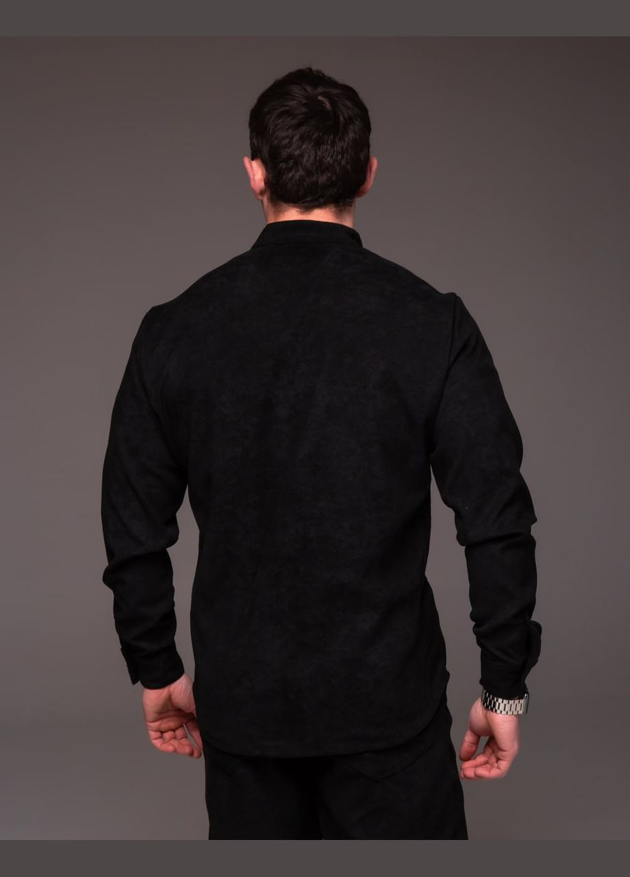 Черная классическая, повседневный, кэжуал рубашка однотонная Vakko