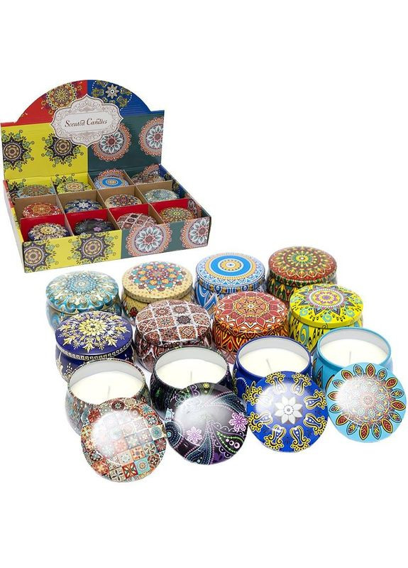 Ароматична свічка "Орнамент" 8649O у залізній баночці, в асортименті Bambi (368794928)