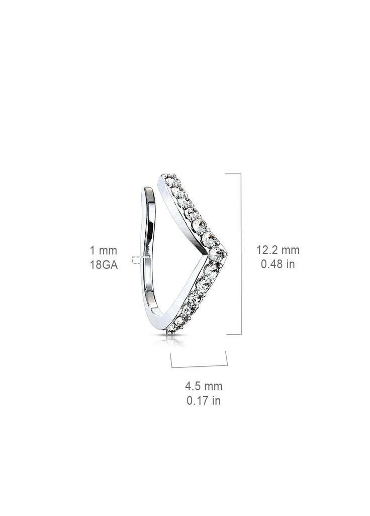 Серьга клипса (обманка) с фианитами для крыла носа NOCL28-C, фейк-пирсинг Spikes (333698655)