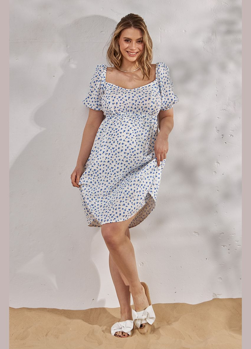 Молочна молочна легка сукня для вагітних та годуючих з квітковим принтом Юла мама з квітковим принтом