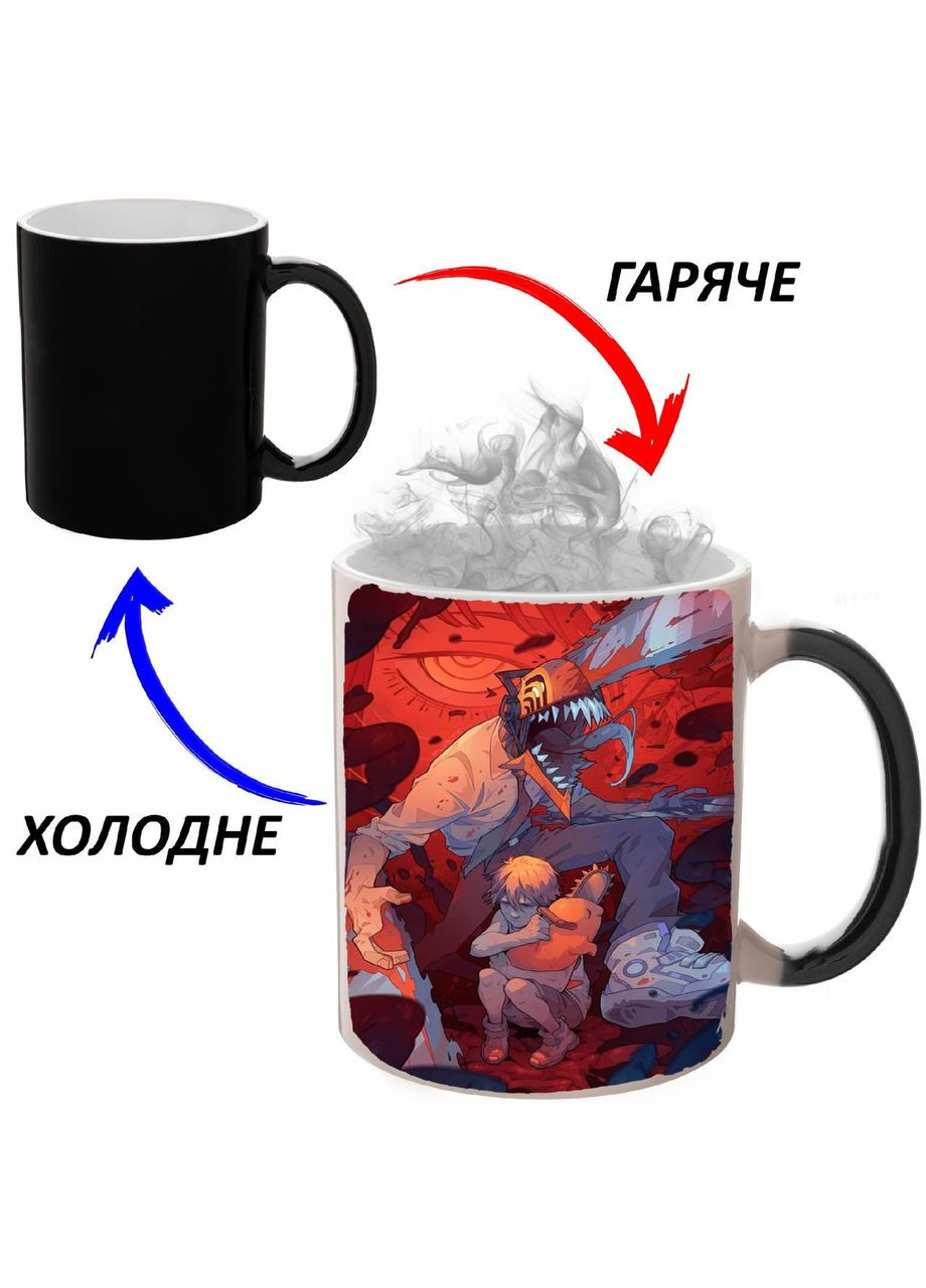 Чашка хамелон Людина-бензопила Аніме #004 (кухоль, горнятко) Чорна 330 мл No Brand (323470691)