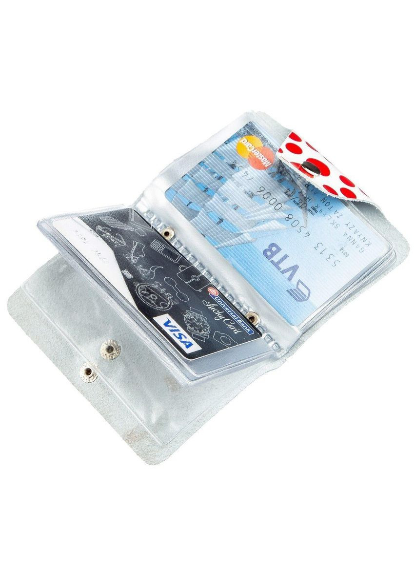 Визитница кожаная вертикальная красный горошек 19081 Белая Shvigel (329146365)