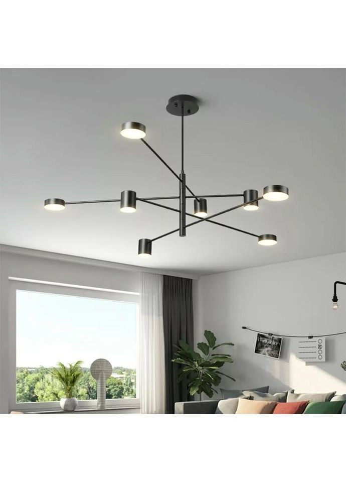 Люстра светодиодная потолочная LED светильник для квартиры на потолок лэд 26862 Черный 40-90х102х102 см. Sunnysky (324396608)