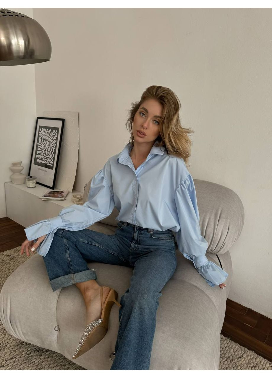 Жіноча oversize сорочка з об’ємними рукавами Україна (349821608)