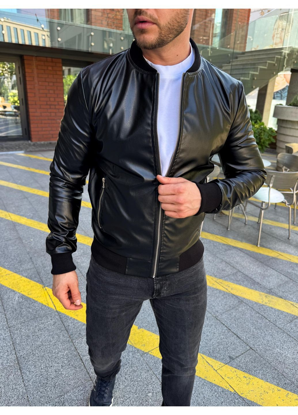 Бомбер мужской эко кожа. Бомбер куртка мужская эко кожа (363968969)