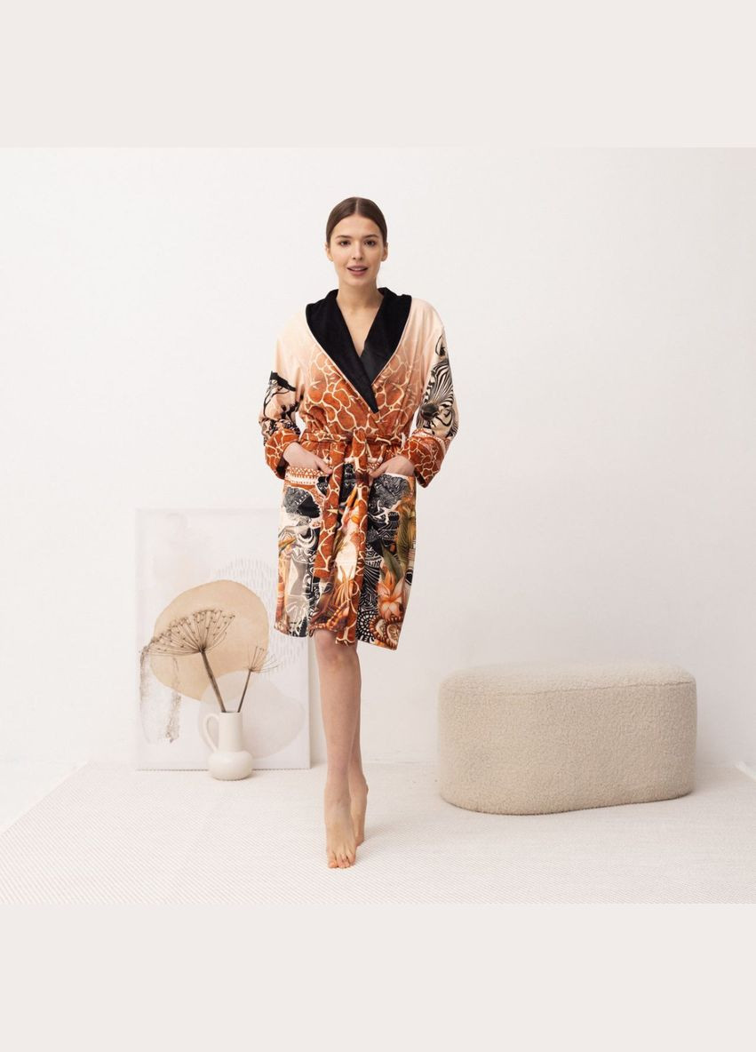 Халат женский из плюшевого велюра эксклюзивный Wild Africa 18353 XS-S FlexDress (336767049)