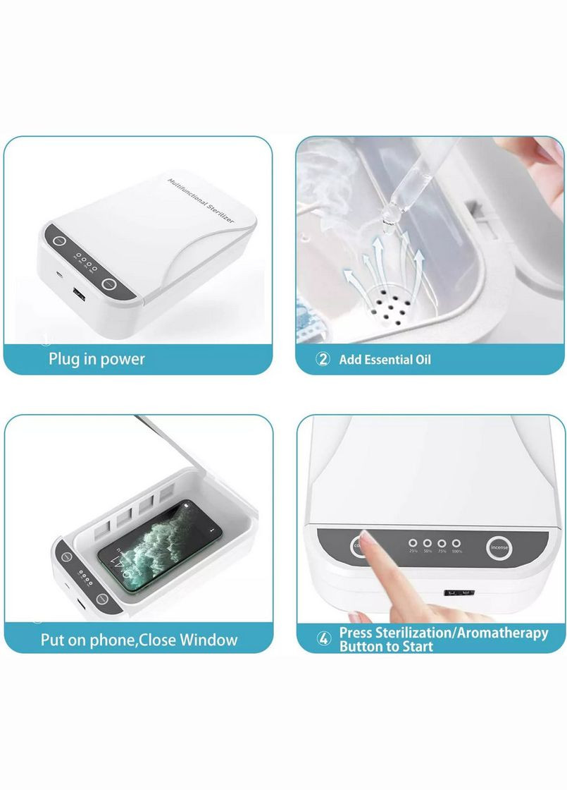 Уф стерилизатор портативный для телефона Portable Phone Sanitizer с функцией ароматерапии UV (353969541)