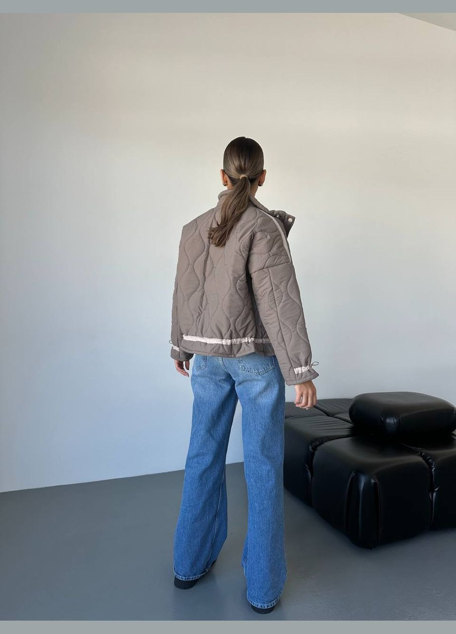 Сіро-коричнева демісезонна жіноча куртка No Brand