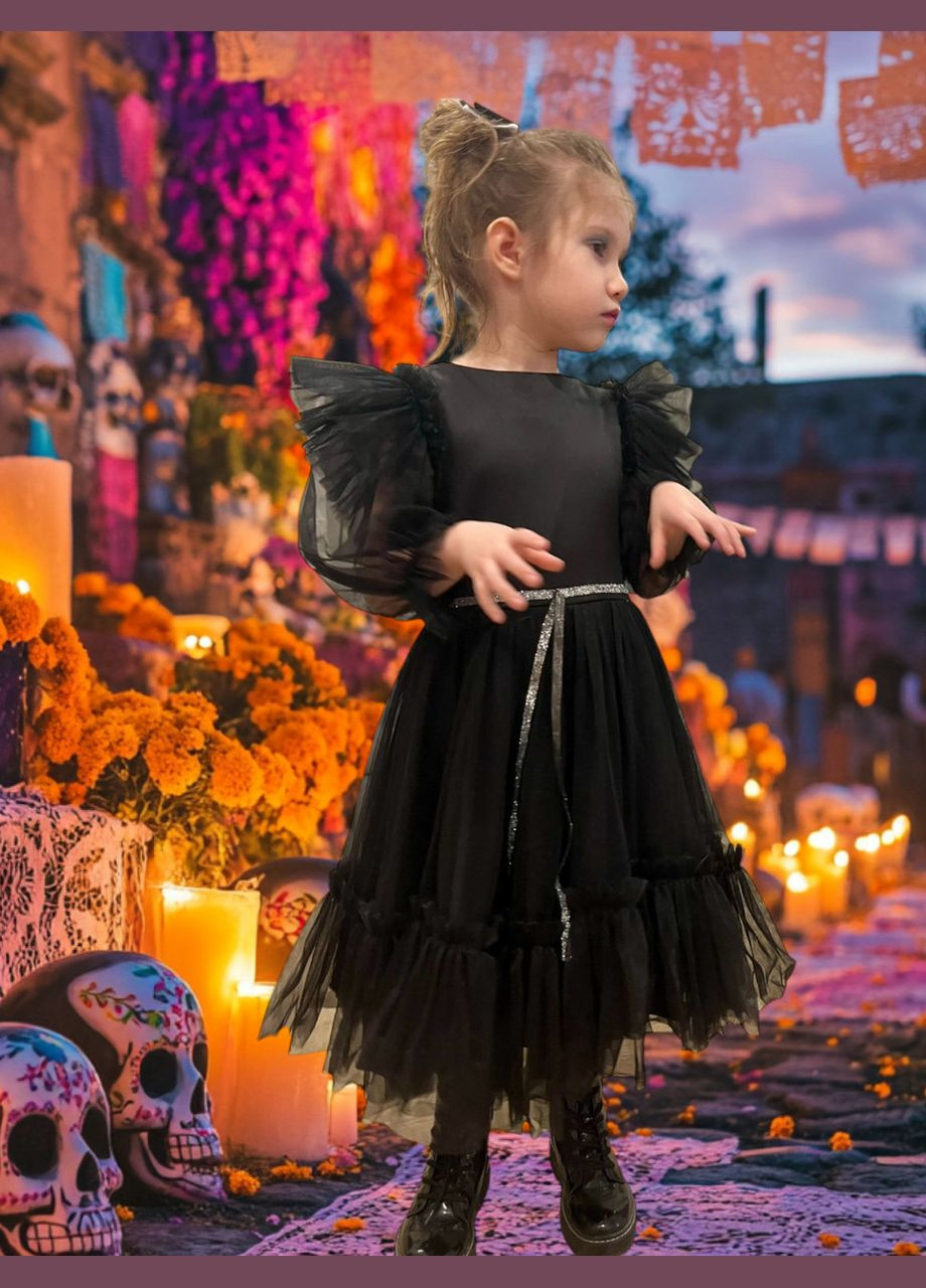 Чёрное платье праздничное черное для девочки венздей, венсдей, wednesday No Brand (359472955)