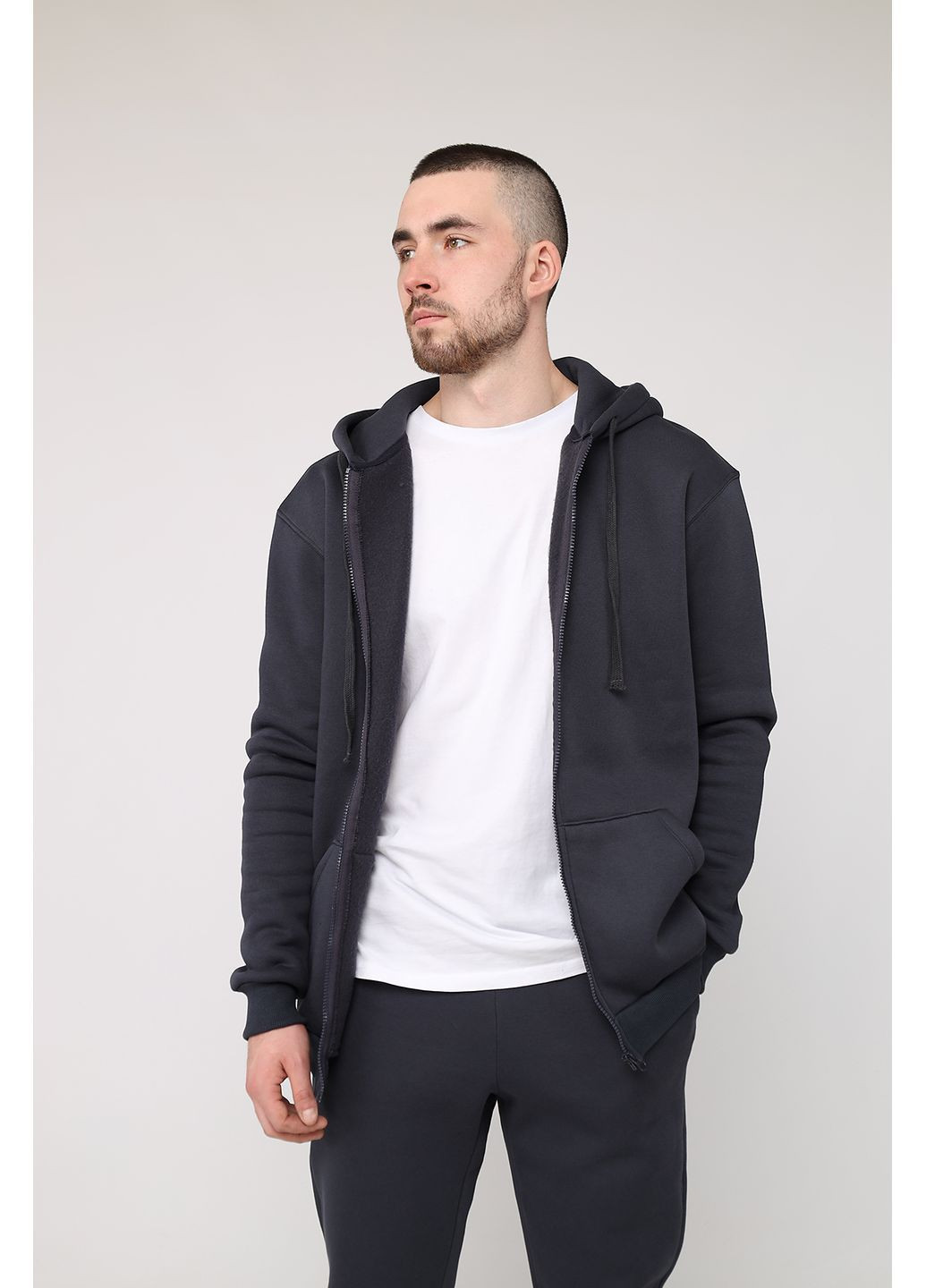 Толстовка на молнии мужская цвет темно-серый CB-00279990 Yuki (366198090)
