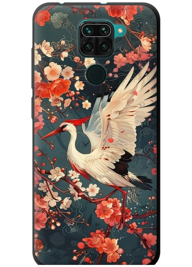 TPU черный чехол 'Сакура и аист' для Endorphone Xiaomi Redmi Note 9 (291130958)