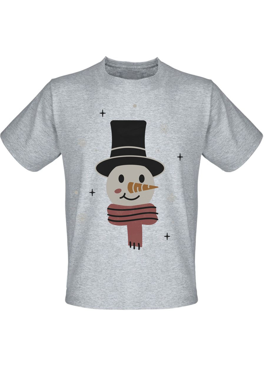 Сіра футболка новорічна happy snowman winter (меланж) Fat Cat