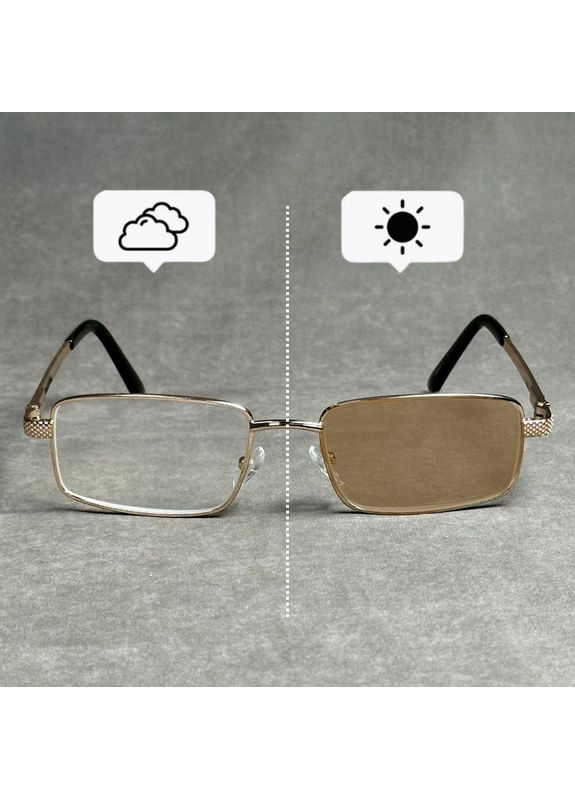 Мужские фотохромные очки – стеклянные линзы, золотая оправа. Код 129 М1 +3.5 Fabia Monti (370568484)
