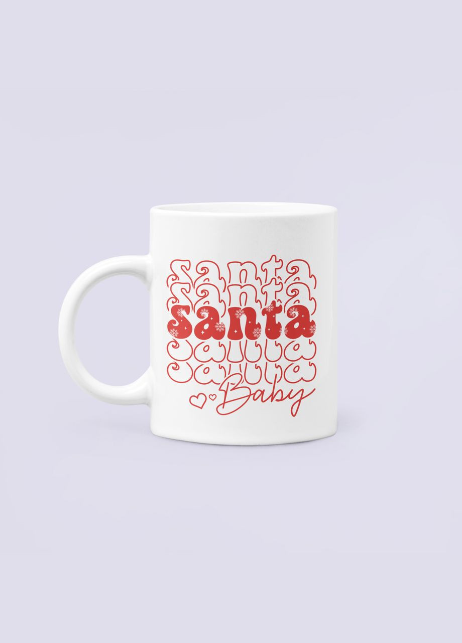 Чашка Керамічна Кружка з принтом Santa baby Санта Біла 330 мл Orca (317320256)