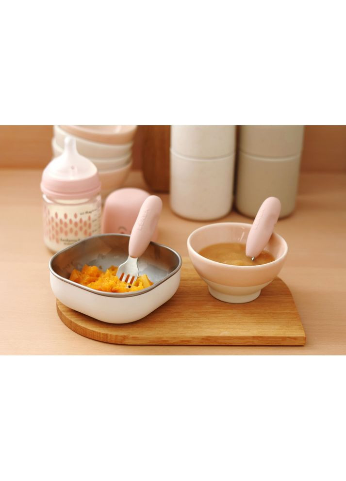 Набор ложка и вилка металлическая 10+розовый, арт. 913596 Beaba (369669009)