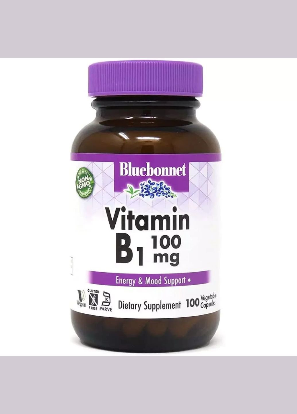 Витамин B1 100 мг Vitamin B1 100 вегетарианских капсул Bluebonnet Nutrition (292008540)