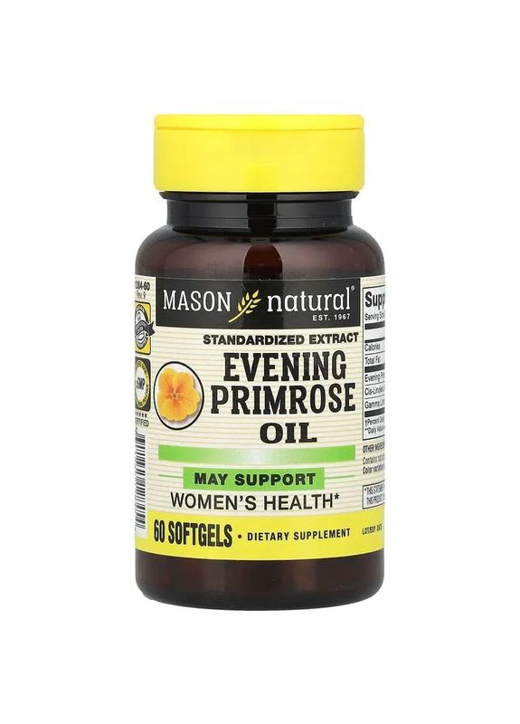 Масло примулы вечерней, Evening Primrose Oil,, 60 капсул Mason Natural (372506385)