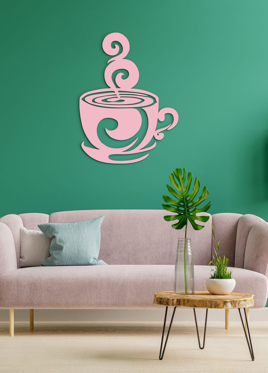 Дерев'яна картина на кухню, декоративне панно з дерева "Кава на двох", мінімалістичний стиль 40х30 см Woodyard (291842962)