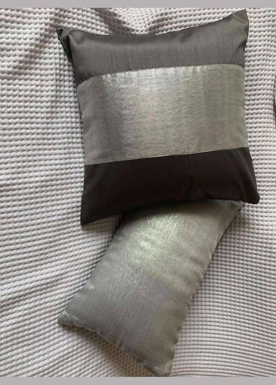 Набір декоративних подушок для крісла, ліжка, дивану Срібний, металік 2 шт. 45*45, 55*40 см Hanna (317290029)