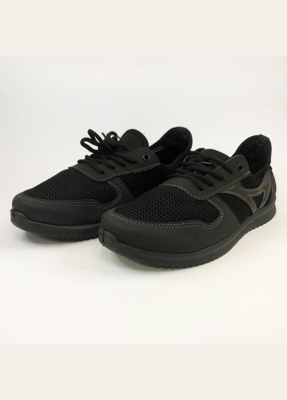 Черные летние мужские кроссовки черные из сетки Trend