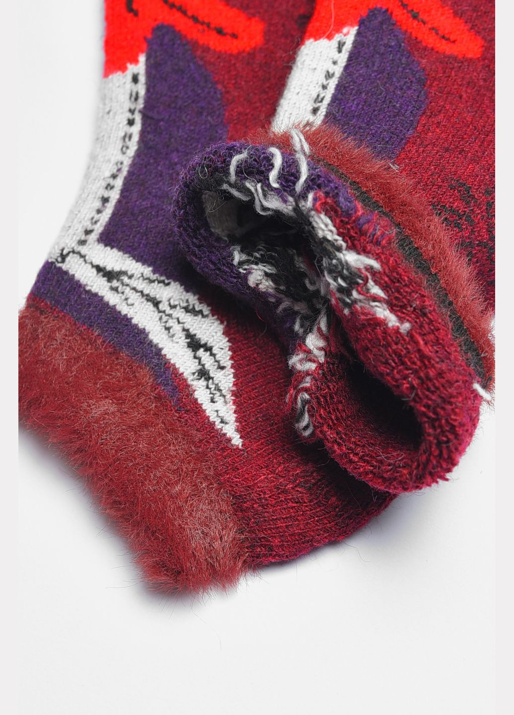 Бордовые носки женские махровые на верблюжьей шерсти бордового цвета Let's Shop рисунки (308975724)