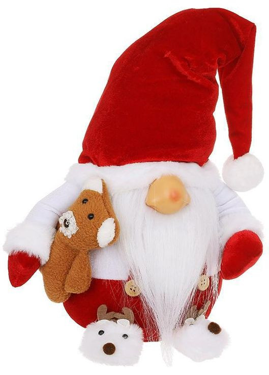 Іграшка м'яка "Гном у піжамі з ведмедиком" 54см, червоний з білим BonaDi (329899161)