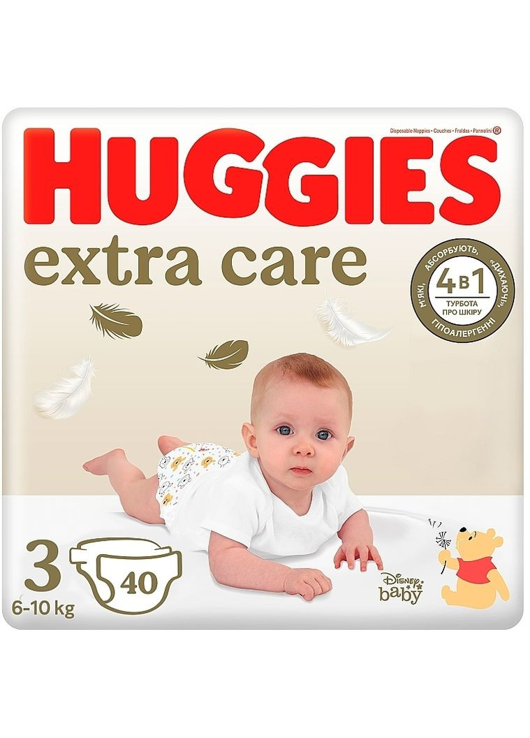 Подгузники Extra Care, размер 3(6-10 кг), 40 шт. 40шт (1240990-31019617) Huggies (365799503)