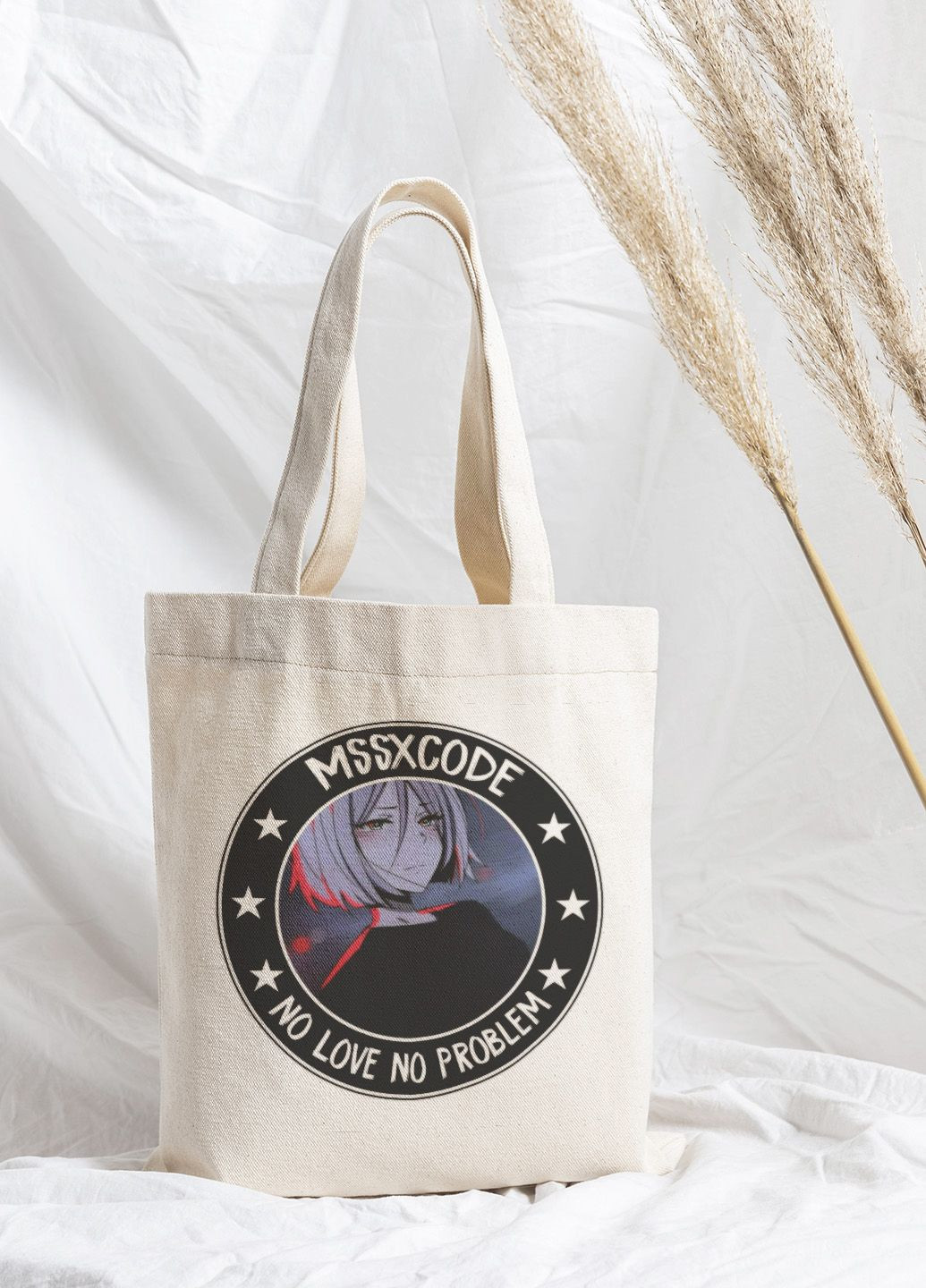 Еко сумка Мерч Крафт Дизайн 34х38см ручка 60см з принтом аніме Немає кохання немає проблем No Brand шопер (297714401)