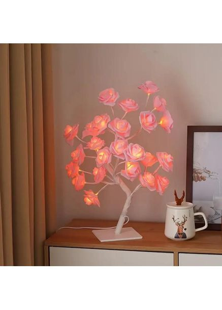 Настольный Лед Светильник ночник из роз с теплым красным светом 24 LED (розы) 220V, праздничное освещение дерево новогоднее из No Brand (361669570)