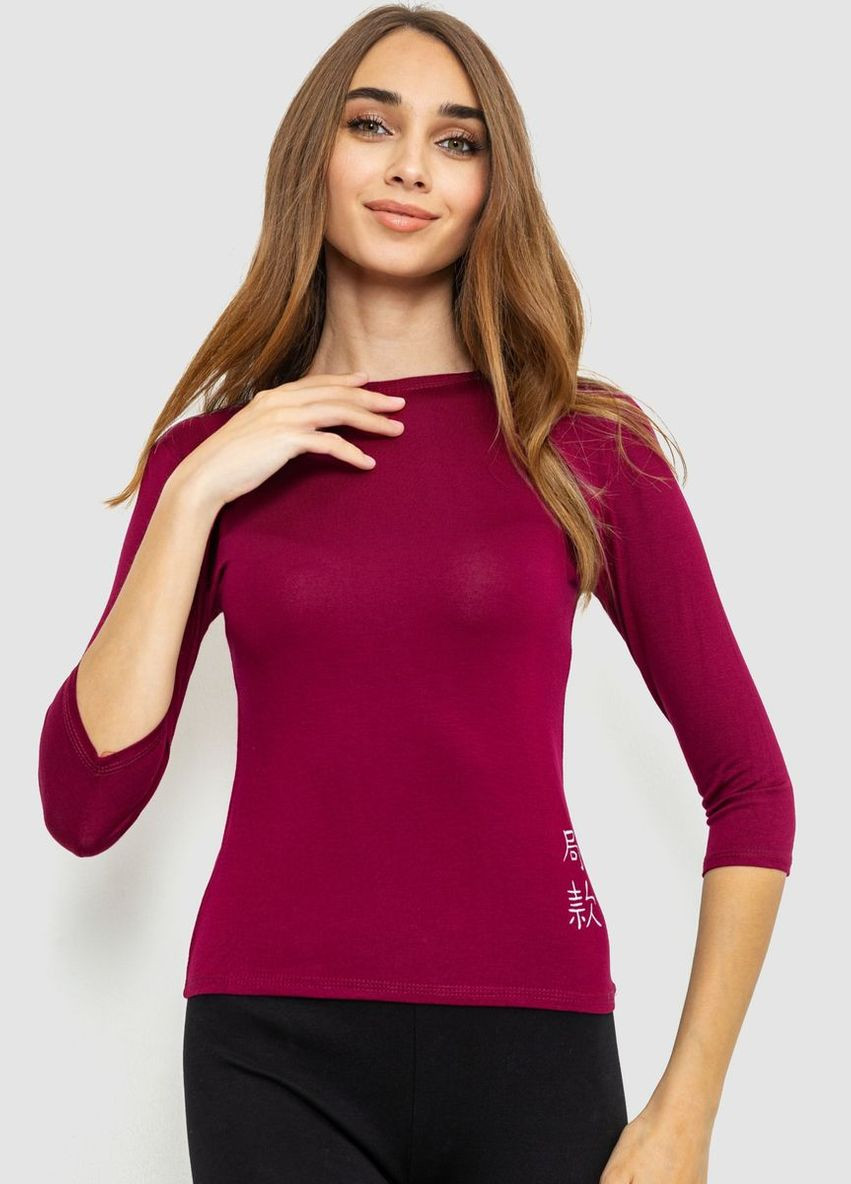 Бордовая футболка женская с удлиненным рукавом Ager 186R304