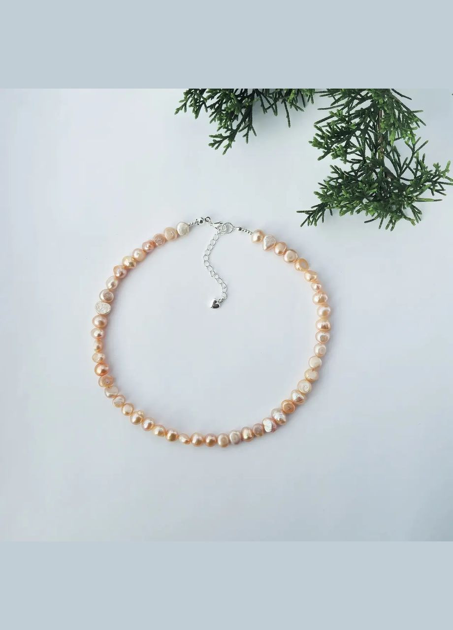 Чокер натуральні річкові Перли рожеві, фур-ра гіп-ний сплав колір срібло d-7мм+- L-35-40см No Brand перли (прісноводні) латунь, натуральний камінь, медичний сплав срібло (324836247)