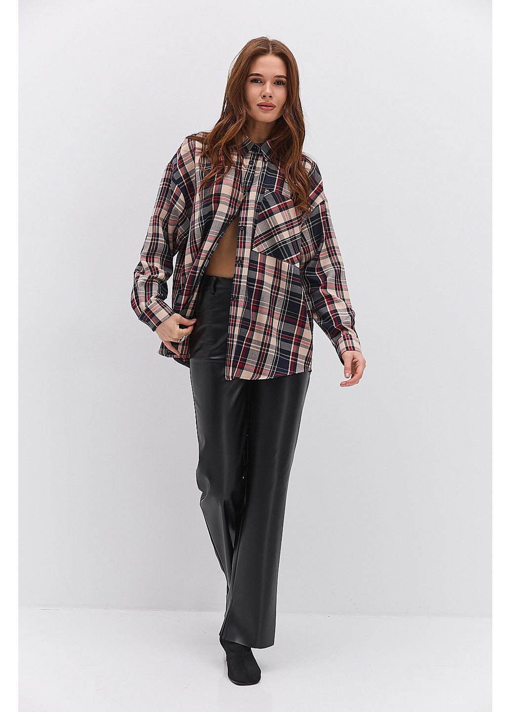 Жіноча картата сорочка з кишенею на грудях Arjen (372040901)