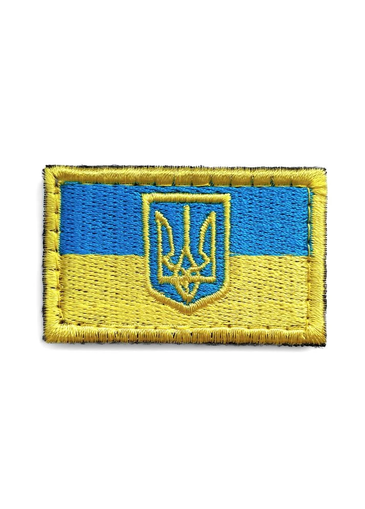 Шеврон на липучці Прапор України з Тризубом 3,5х5,5 см вишитий патч нашивка IDEIA (386252470)