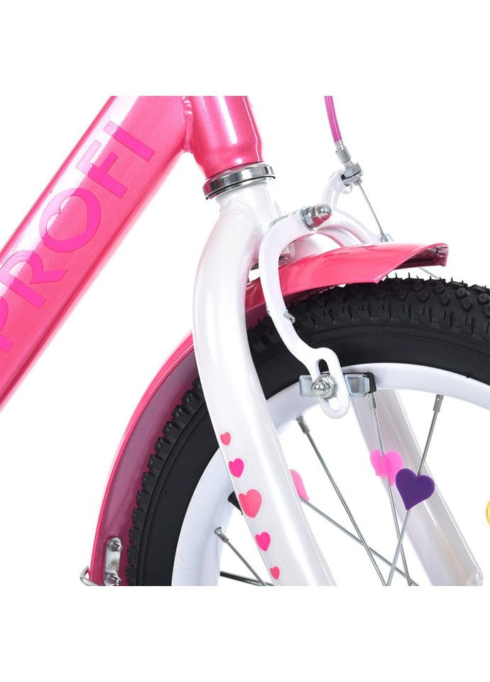 Детский велосипед 16 дюймов для девочек двухколесный с дополнительными колесами и звонком PROF1 (368759297)