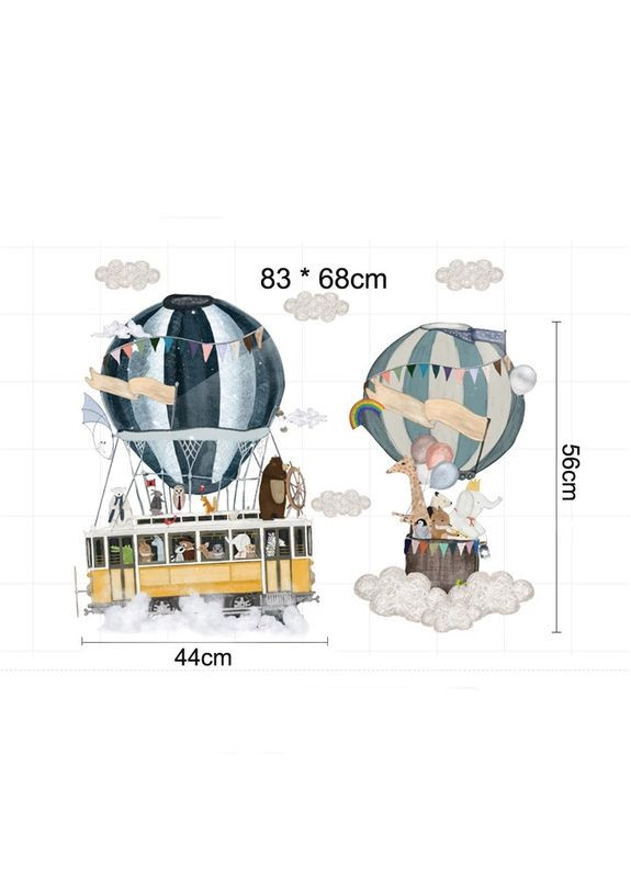 Декоративные наклейки Звери на воздушном шаре (лист 60 х 90 см) Б156-4 YH-AB No Brand (355947874)