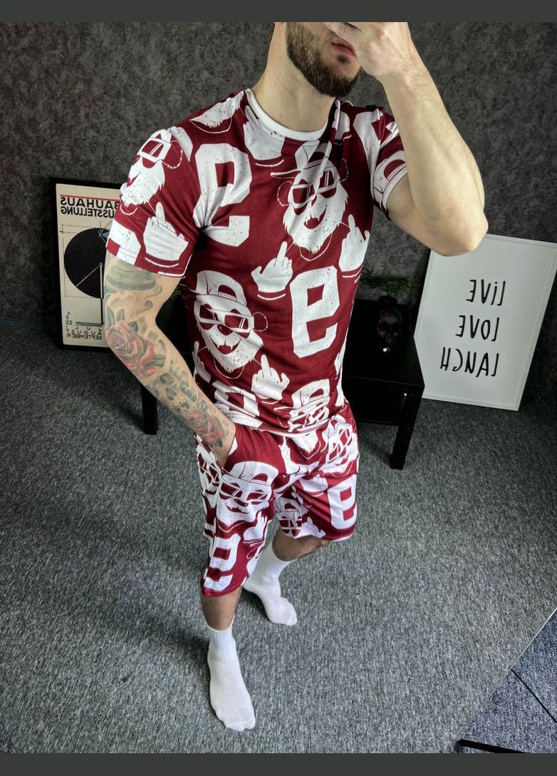 Червоний чоловічий трендовий літній спортивний костюм з модним дизайном No Brand (370955262)