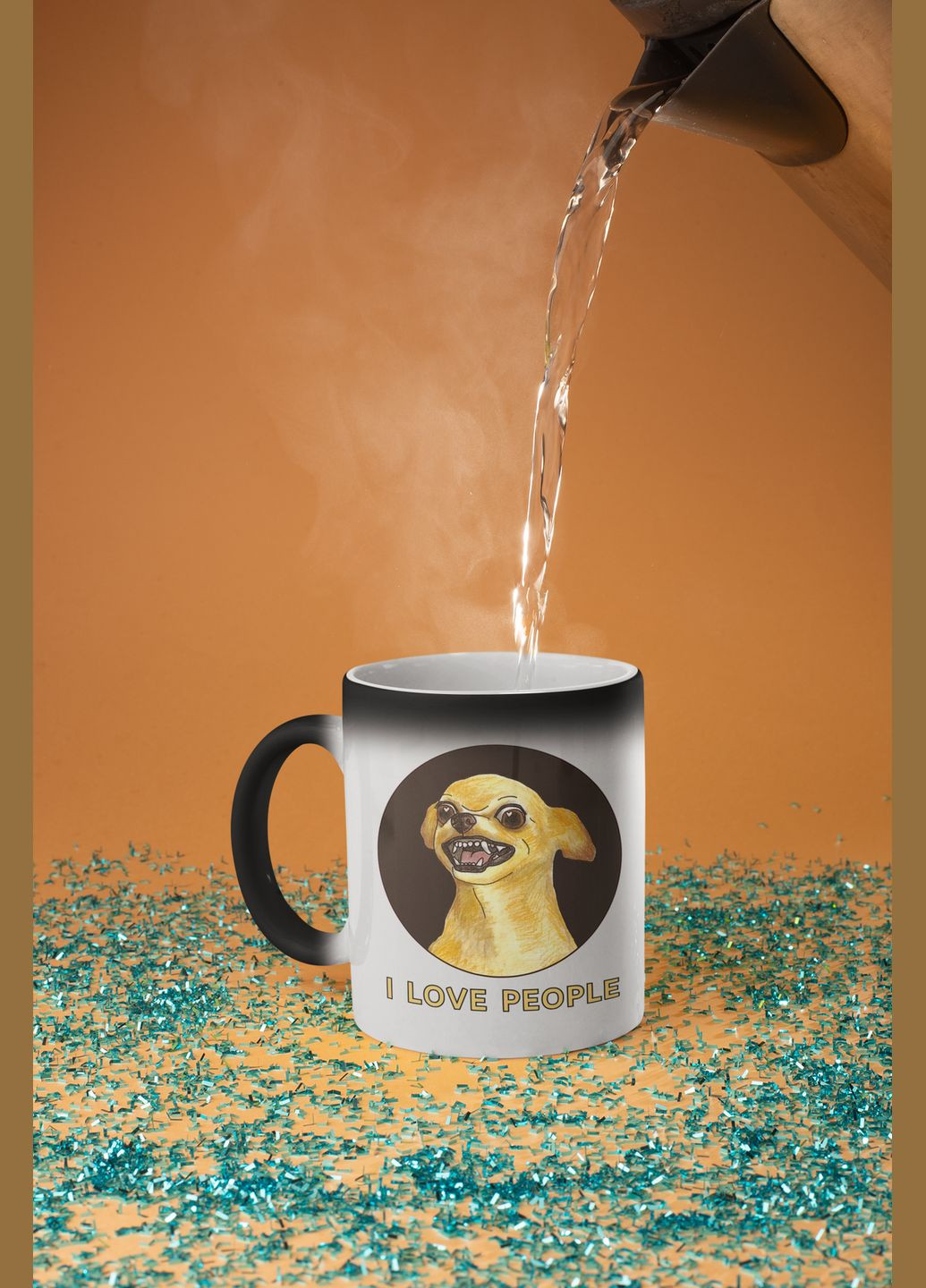 Чашка хамелеон керамічна з принтом "I Love People" 330 мл No Brand (324263137)