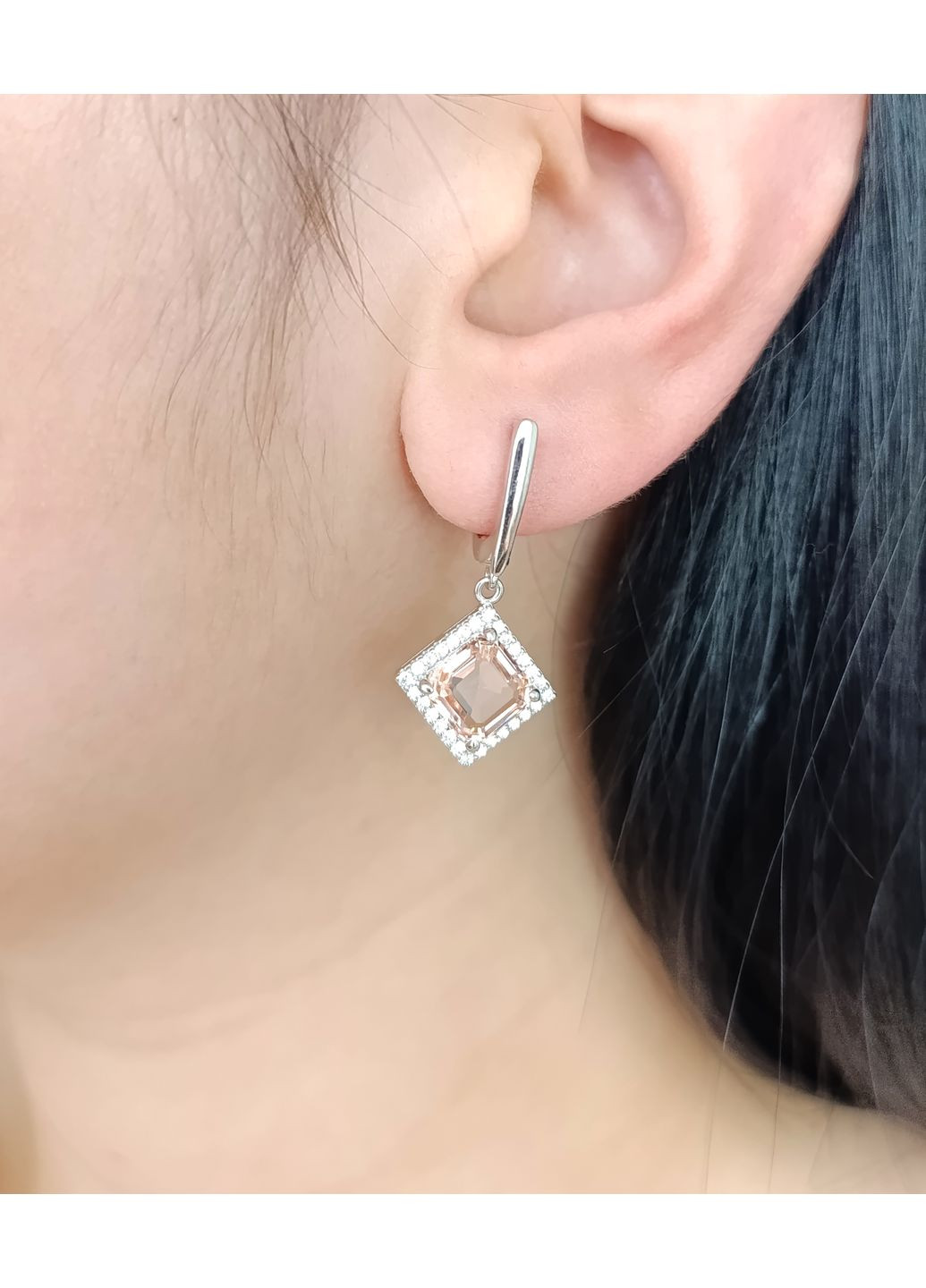 Серебряные серьги с морганитом СТ462-мгц Shatlen Сережки (356180725)