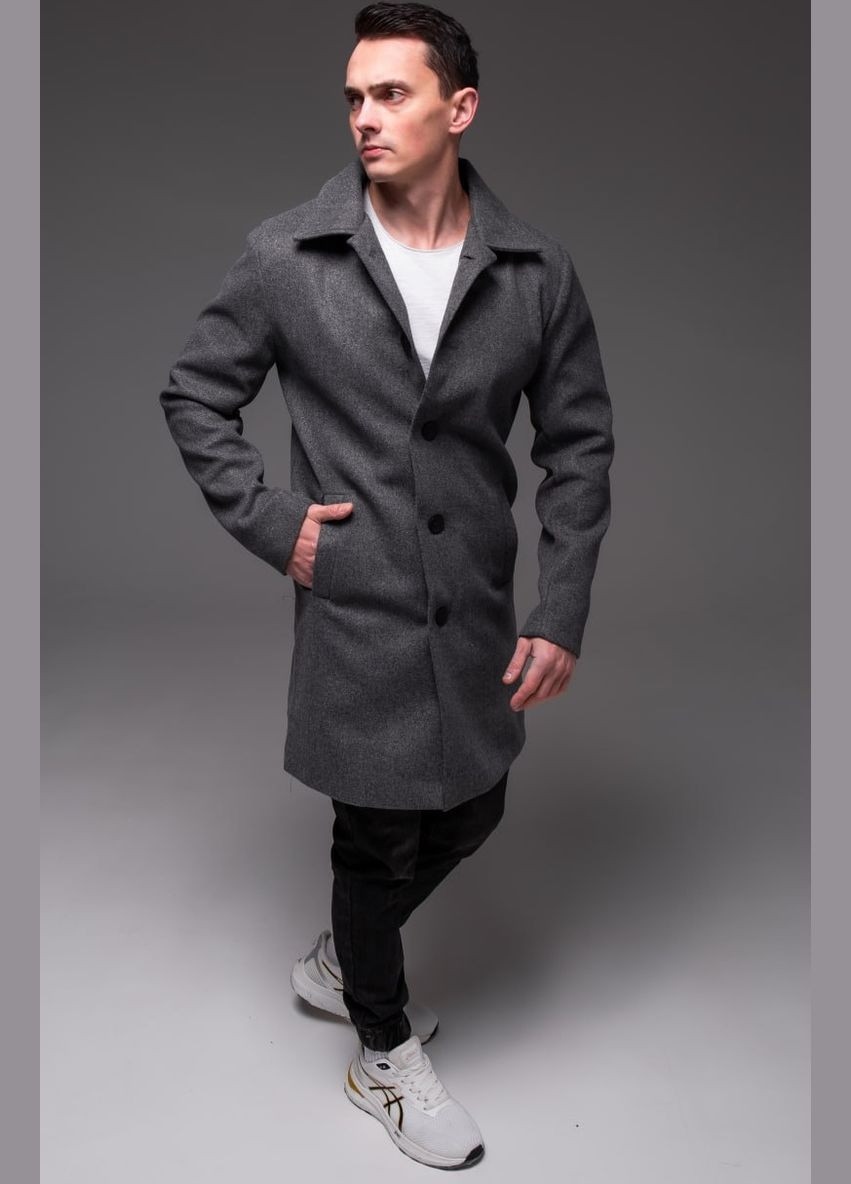Сіре демісезонне Пальто Кашемір на Тонкій Підкладці No Brand