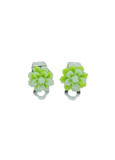 Клипсы серьги детские для ушей без пробивания уха серьги в виде цветка "Эклерчик" зеленый Liresmina Jewelry (289717519)