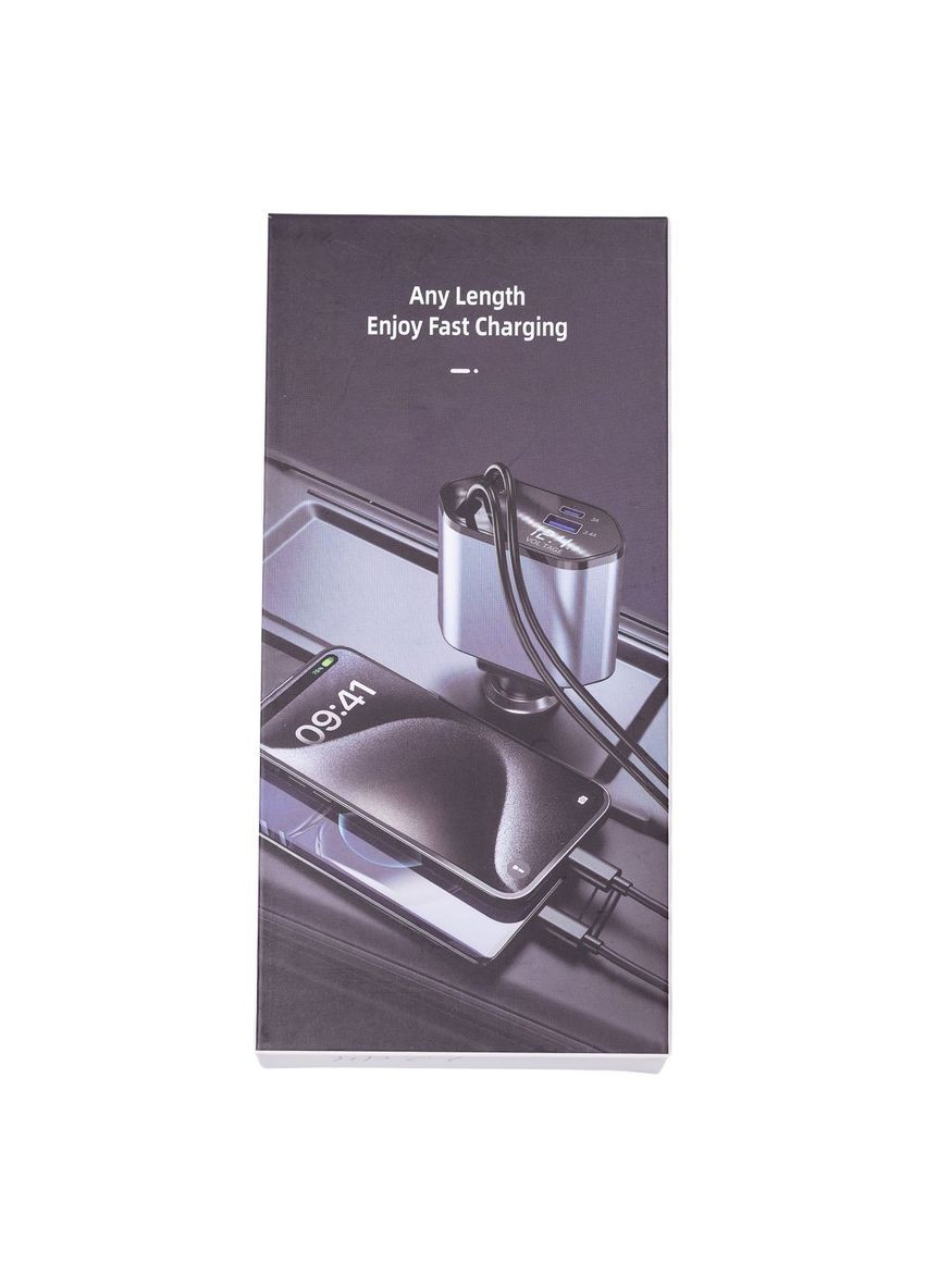 Автомобільний зарядний пристрій з висувними кабелями та портами USB-A/USB-C HP-C1 Shenzhen (370707751)