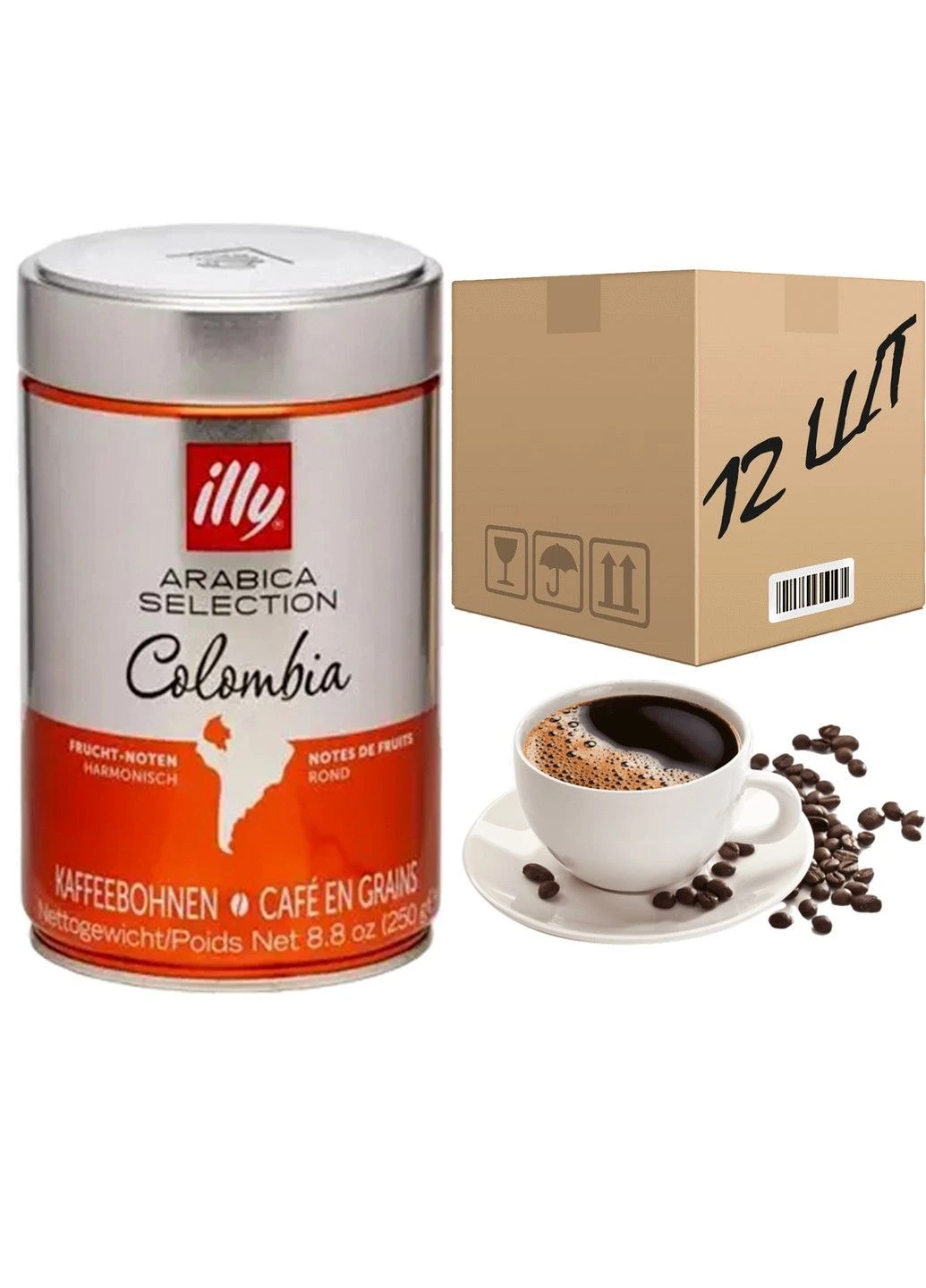 Кава в зернах Espresso Columbia Колумбія 250 г (ящик 12шт) Illy (400912475)