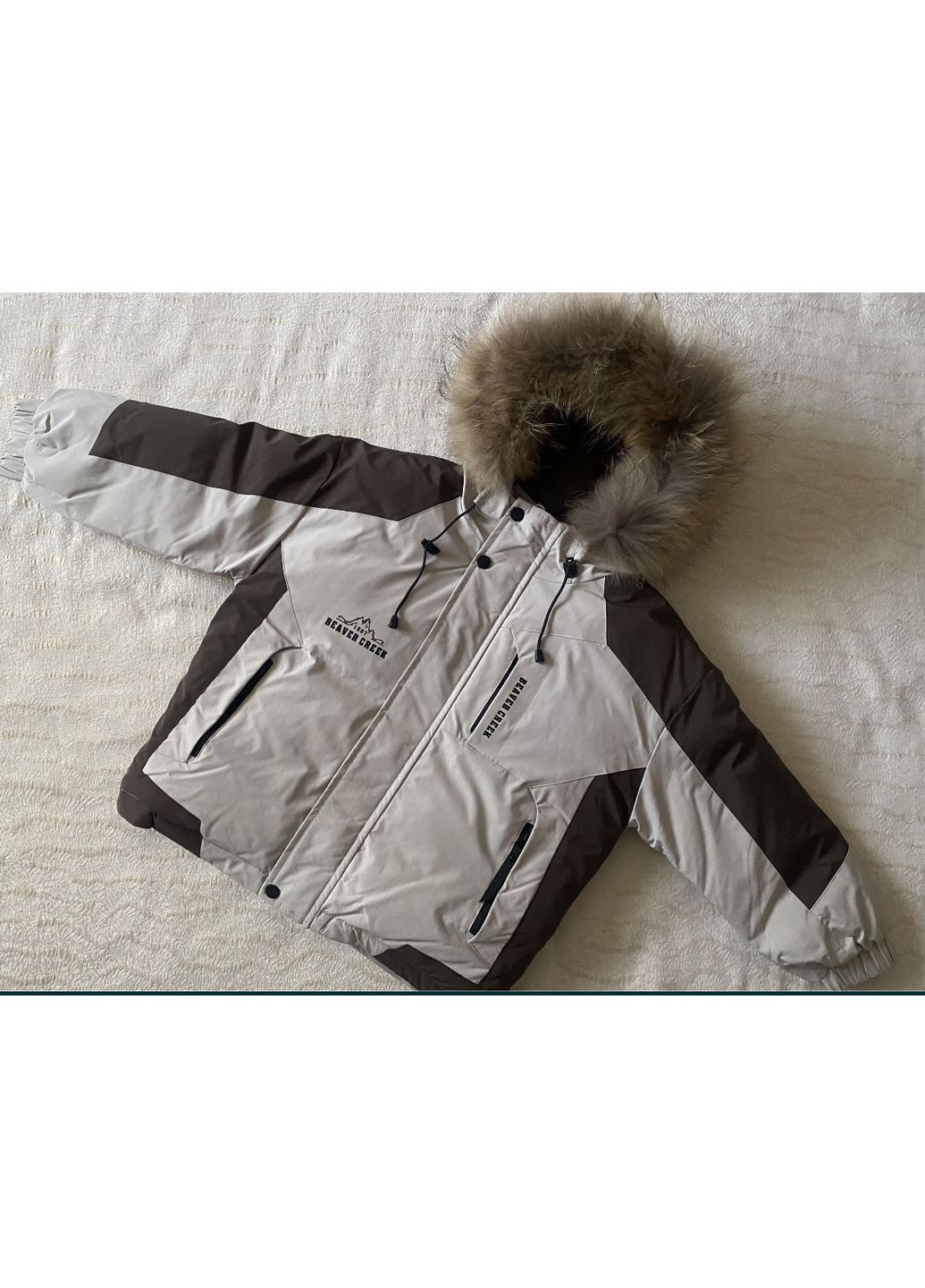 Комбинированная зимняя зимняя куртка оверсайз на мальчика подростка 120-150 No Brand