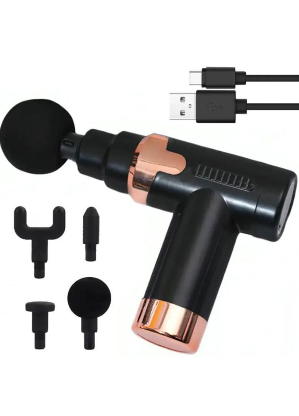 Массажер аккумуляторный Fascial JY-760 ручной вибромассажер с насадками Черный VTech (332622380)